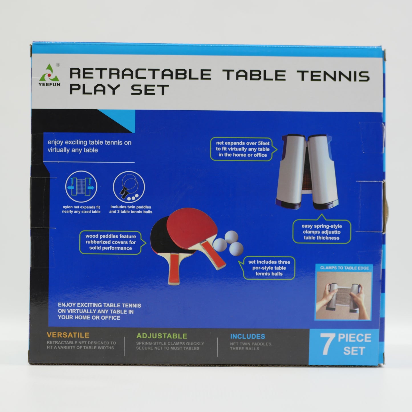 7 Piece Retractable Table Tennis Play Set - Age 6+