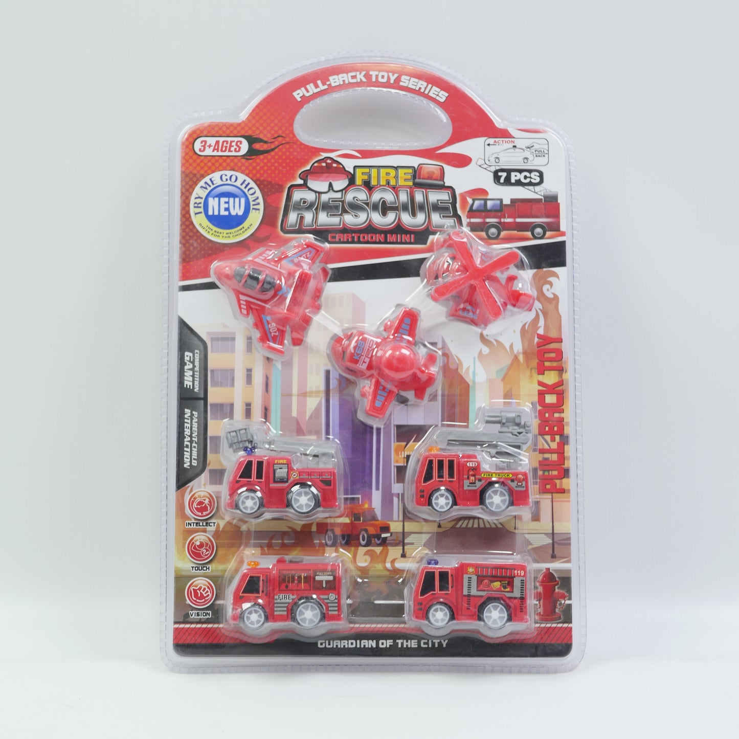 7 Piece Fire Rescue Vehicle Playset for Kids