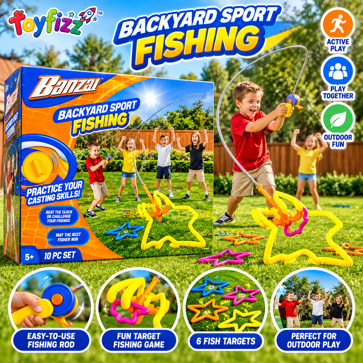 Banzai Backyard Sport Fishing Game - Ages 6+