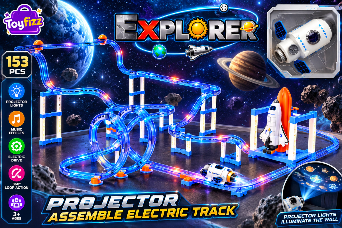 Battery Operated DIY Electric Track Set - 153 Pieces - Ages 3+