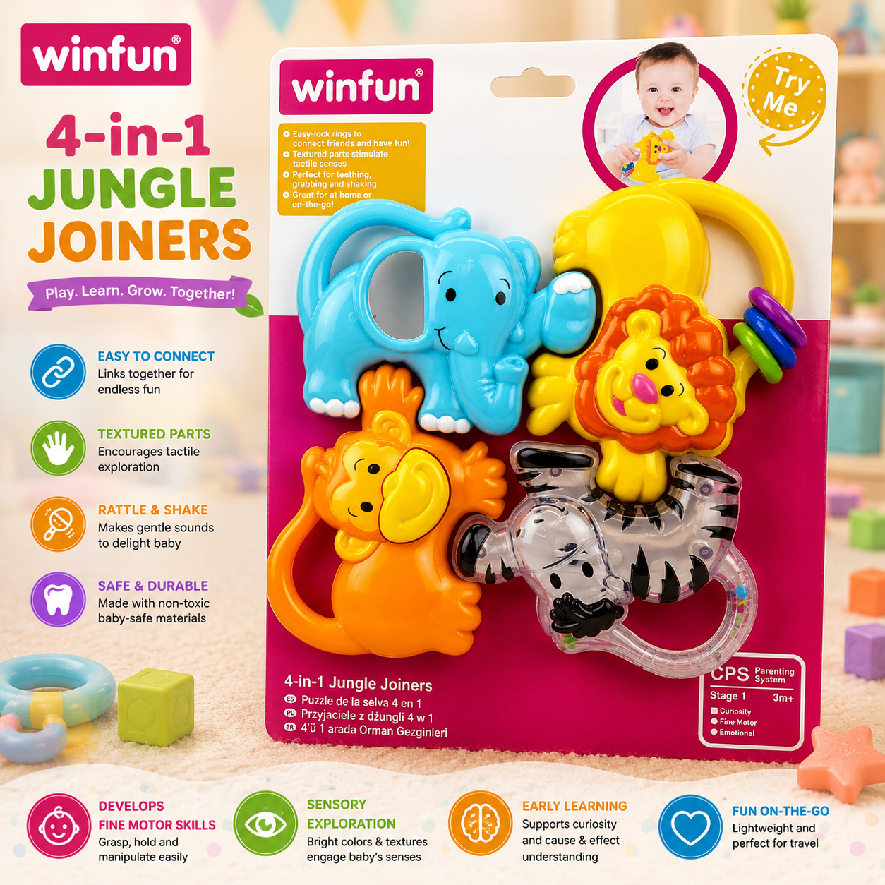 Winfun 4 In 1 Jungle Rattle