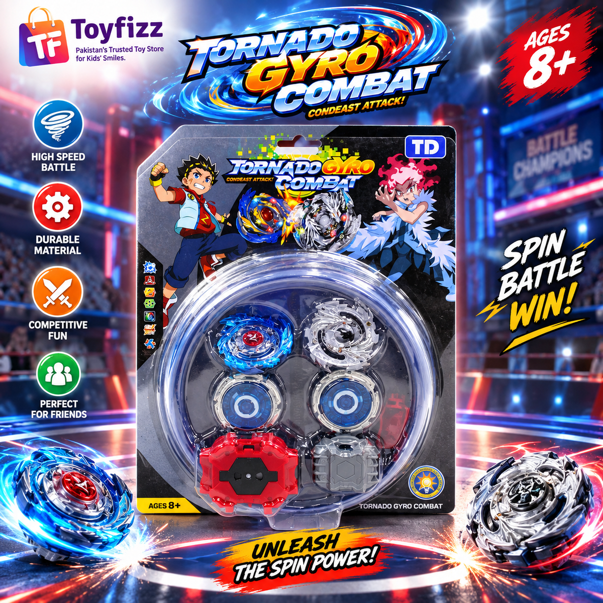 Light-Up Battle Spinning Top Set - Ages 8+