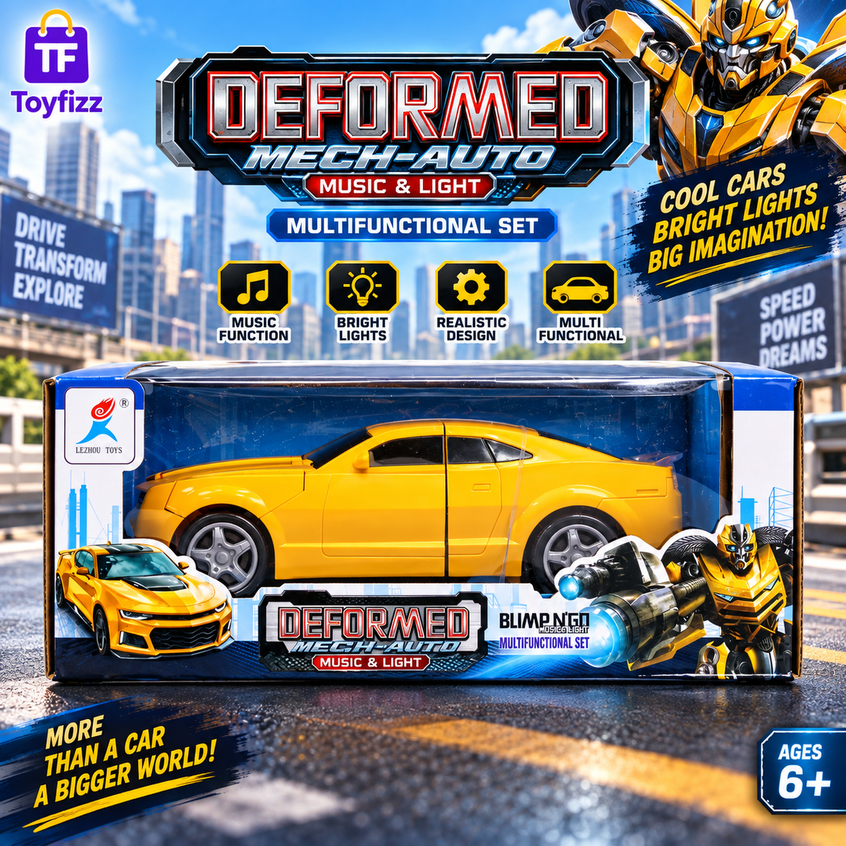 Musical Transforming Robot Car with Light
