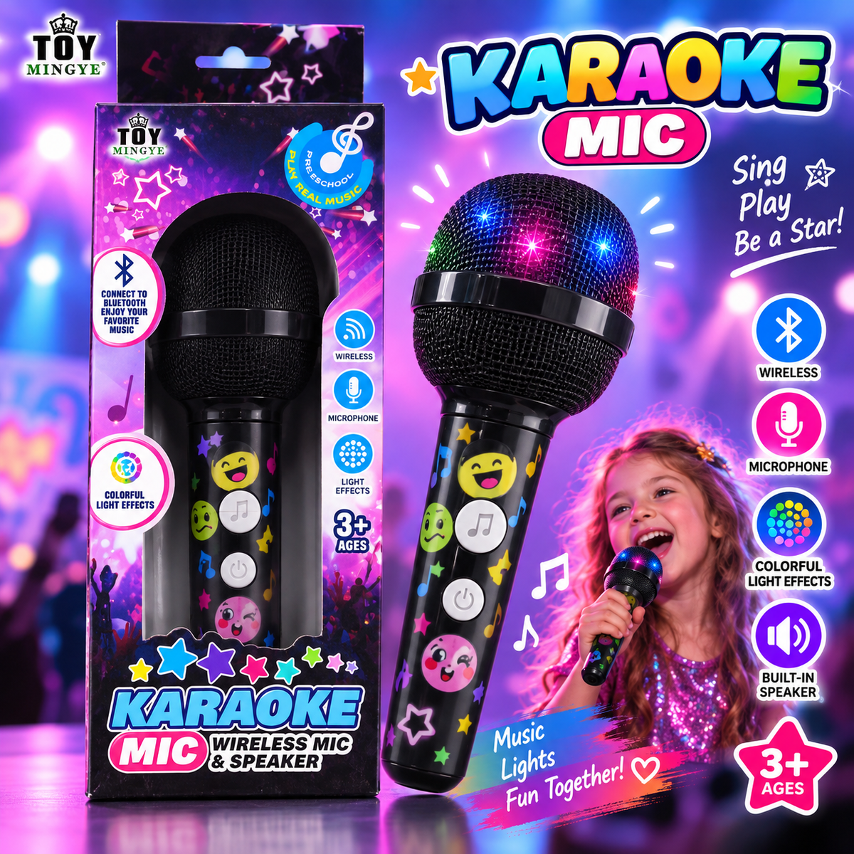 Wireless Karaoke Microphone with Speaker - Ages 8+