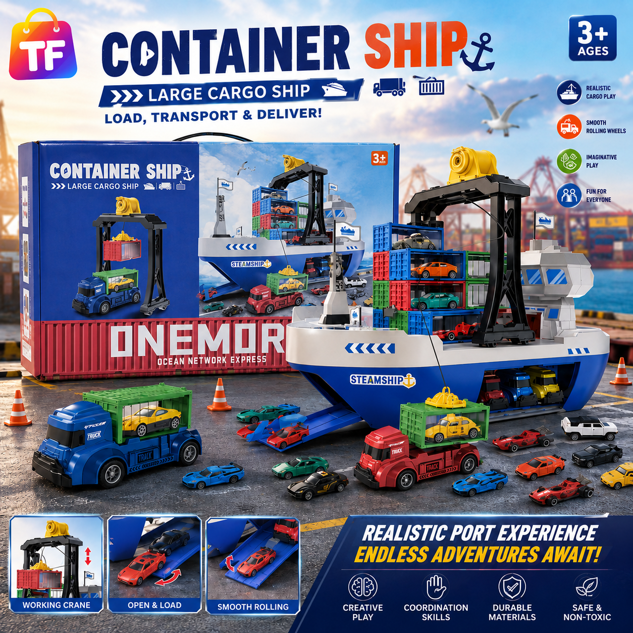 Container Cargo Ship Playset