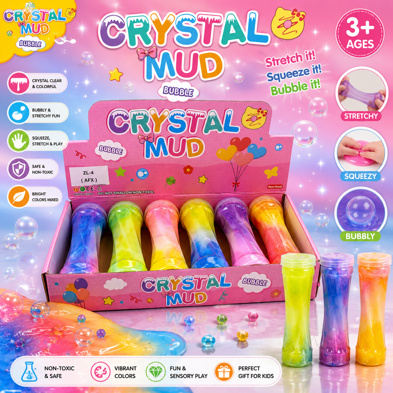 Crystal Mud Slime Tub - Assorted Color
