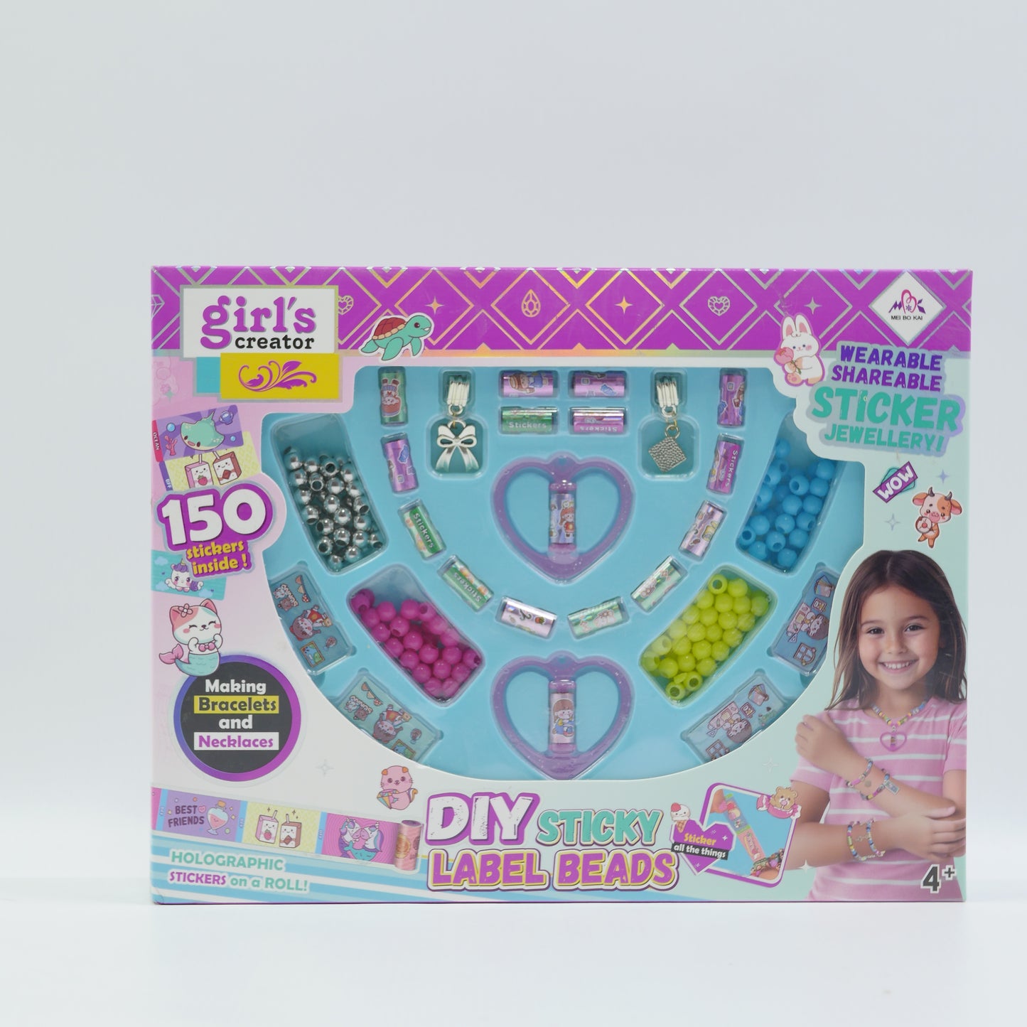 DIY Sticky Label Bead Bracelet Set for Kids