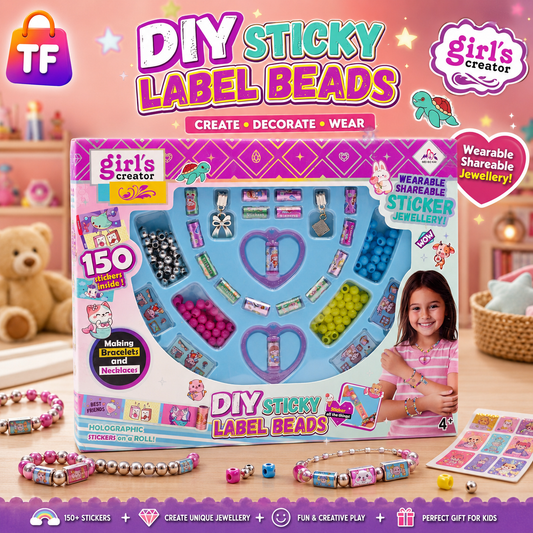 DIY Sticky Label Bead Bracelet Set for Kids