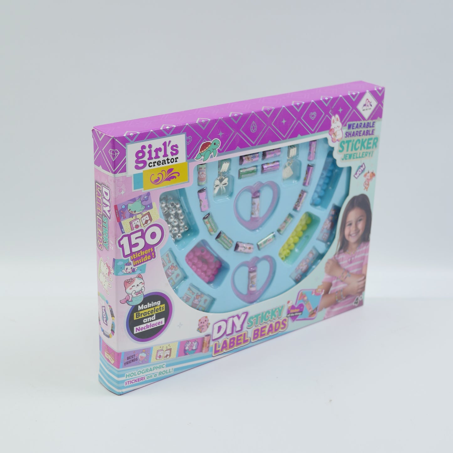 DIY Sticky Label Bead Bracelet Set for Kids