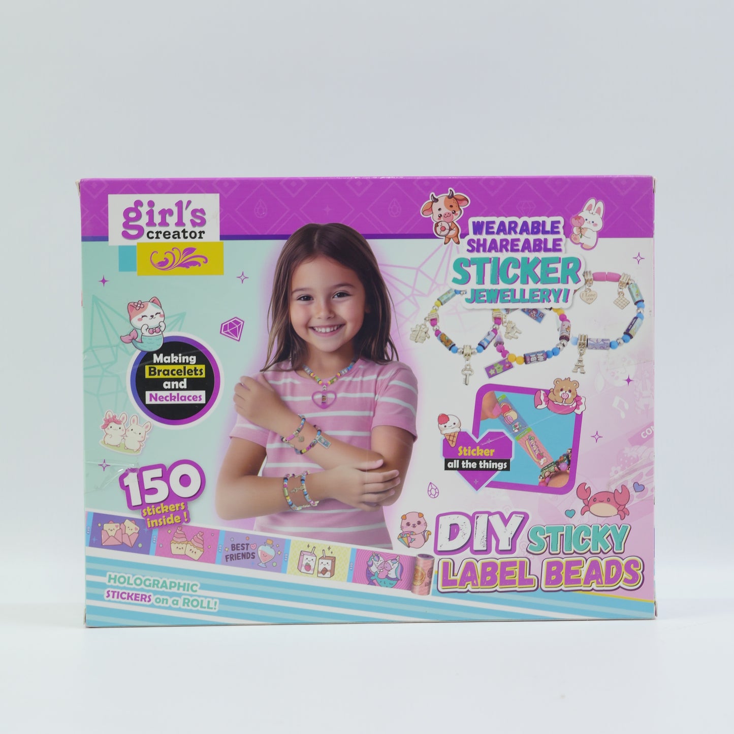DIY Sticky Label Bead Bracelet Set for Kids