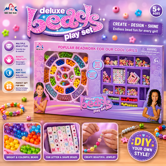 Deluxe Round Bead Jewelry Play Set for Kids