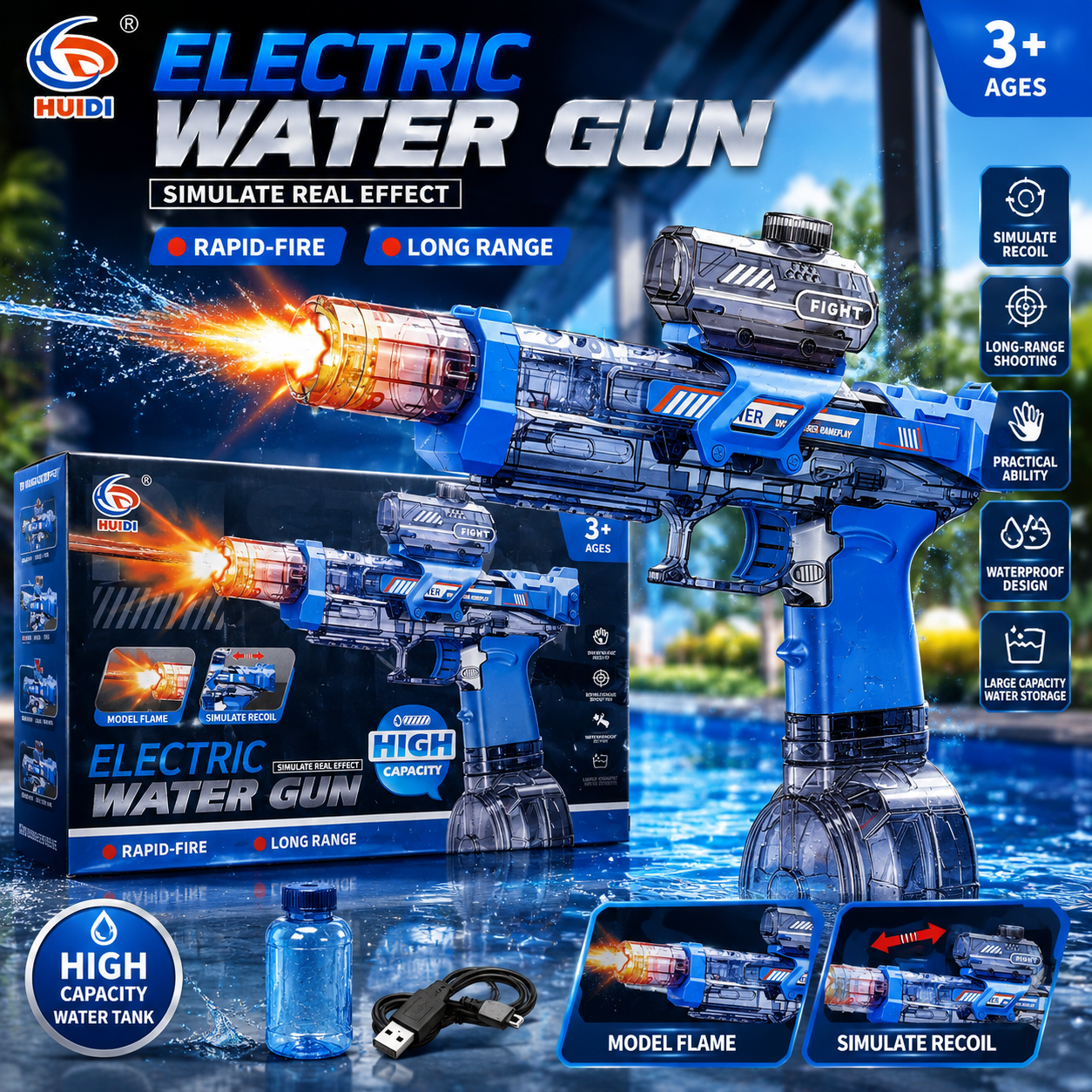 Electric Water Blaster - Assorted Colors - Ages 3+