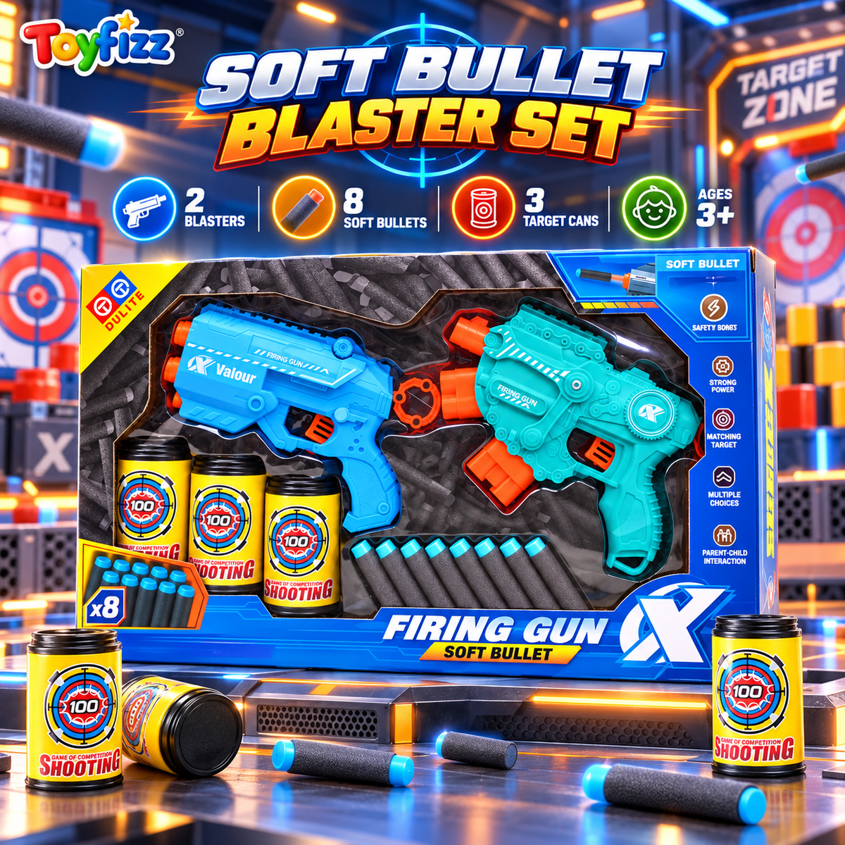 Foam Dart Blaster Pair with Darts - 2 Pack - Ages 8+