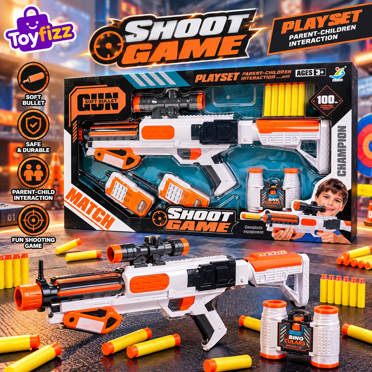Foam Dart Blaster and Walkie Talkie Play Set