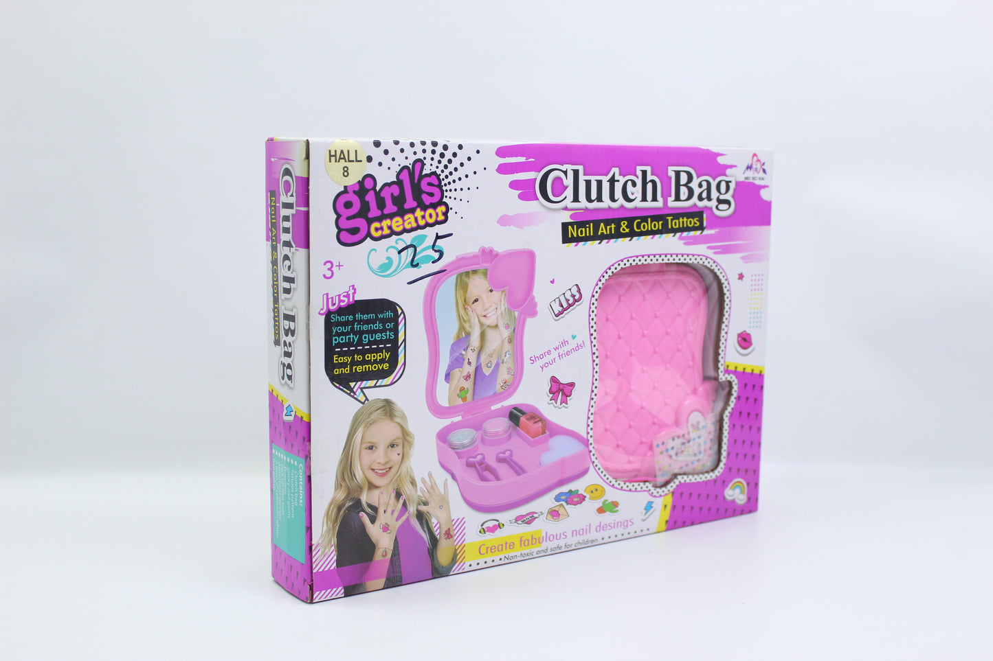 Girl's Creator Clutch Bag Nail Art and Color Tattoo Set - Ages 3+