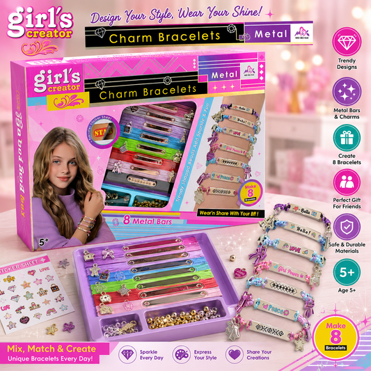 Girl's Creator Metal Charm Bracelet Making Set - Ages 5+