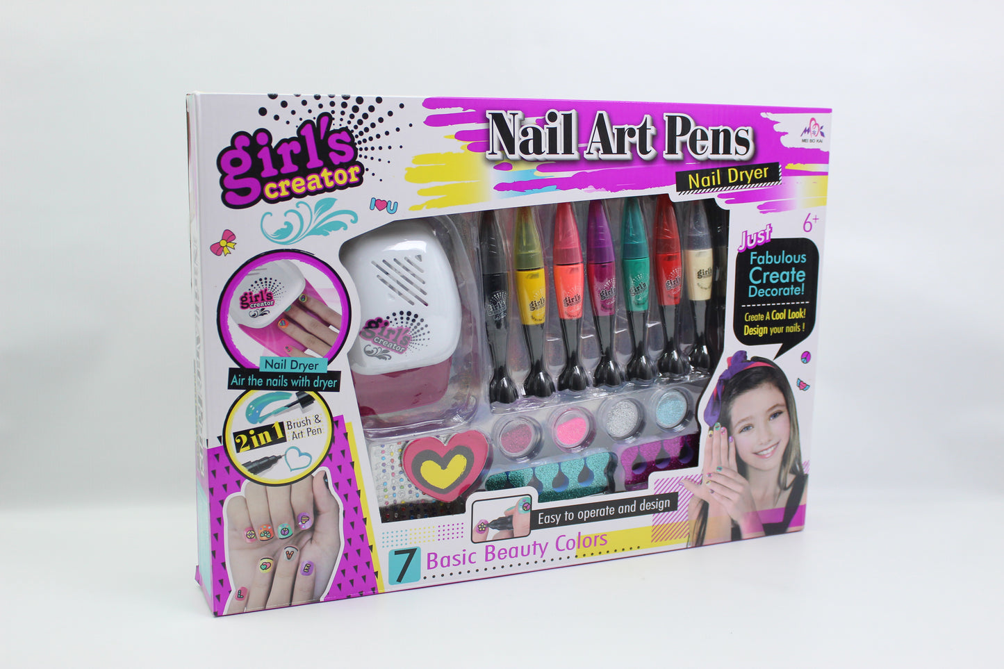 Girl's Creator Nail Art Pens and Nail Dryer Set - Ages 6+