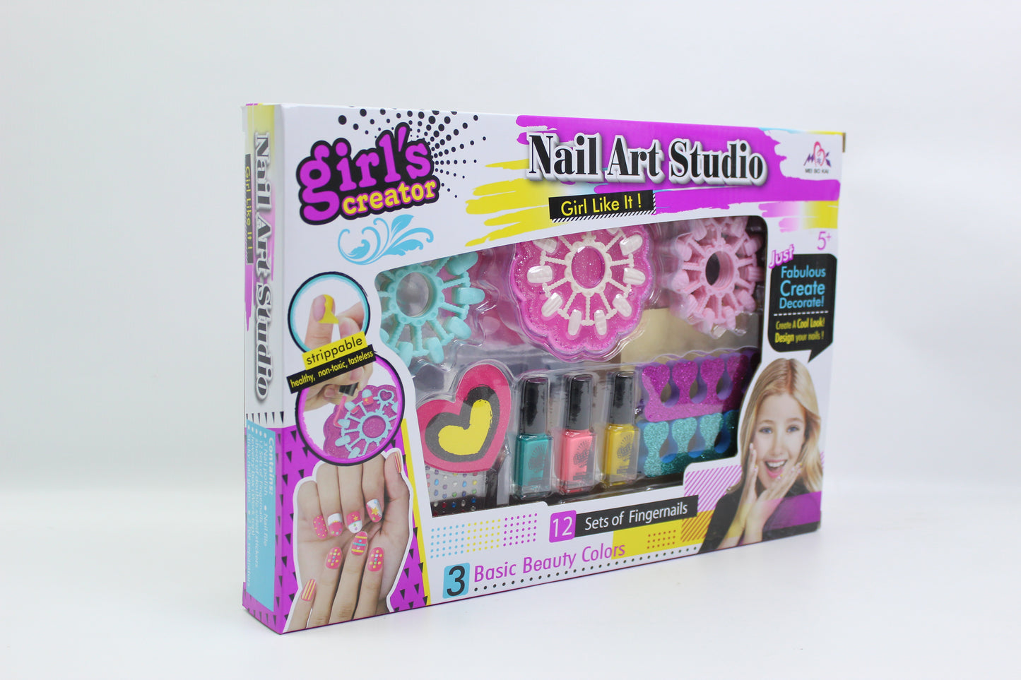 Girl's Creator Nail Art Studio with 12 Fingernail Sets - Ages 5+