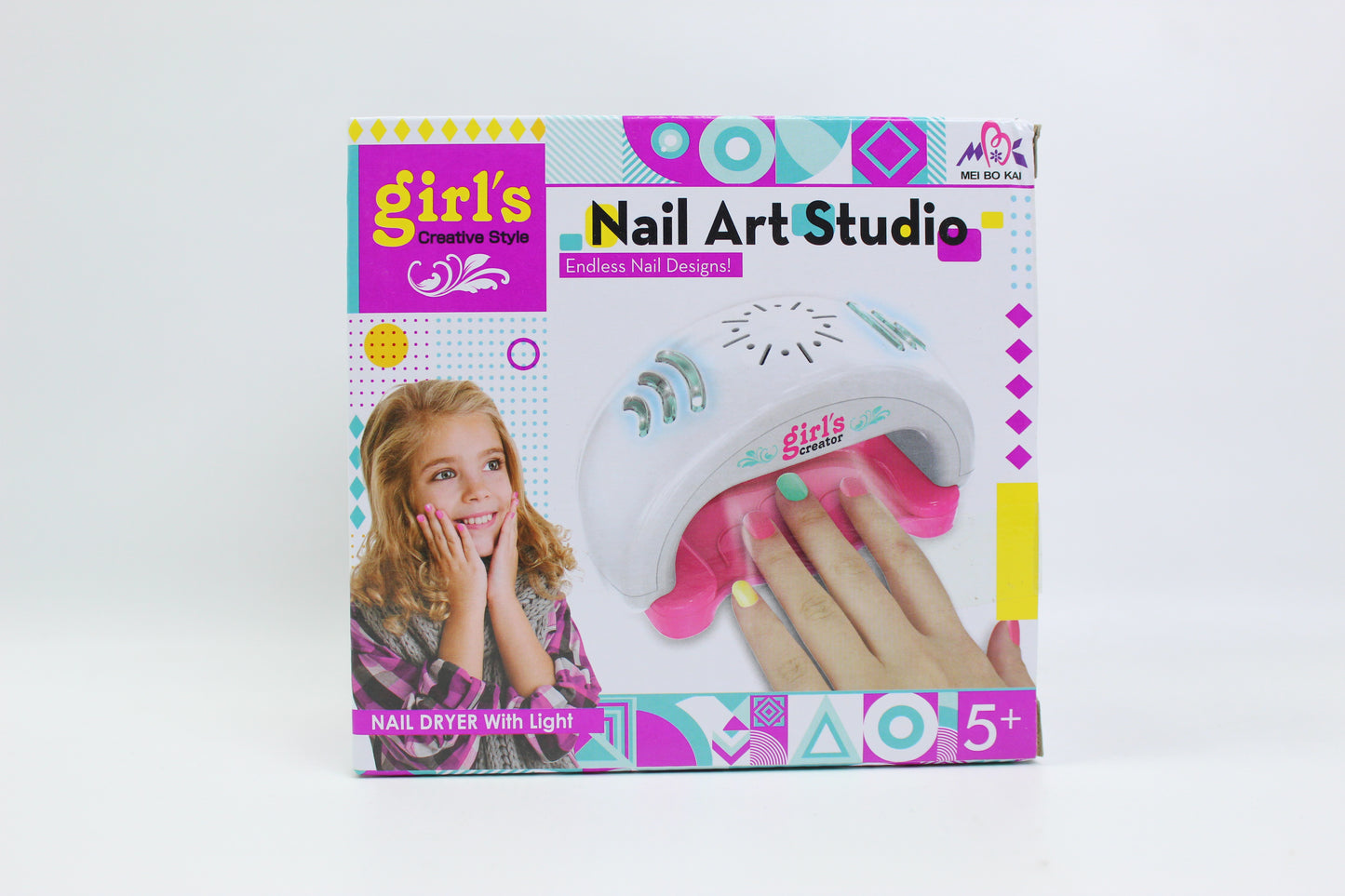 Girl's Creator Nail Art Studio with Light-Up Nail Dryer - Ages 5+