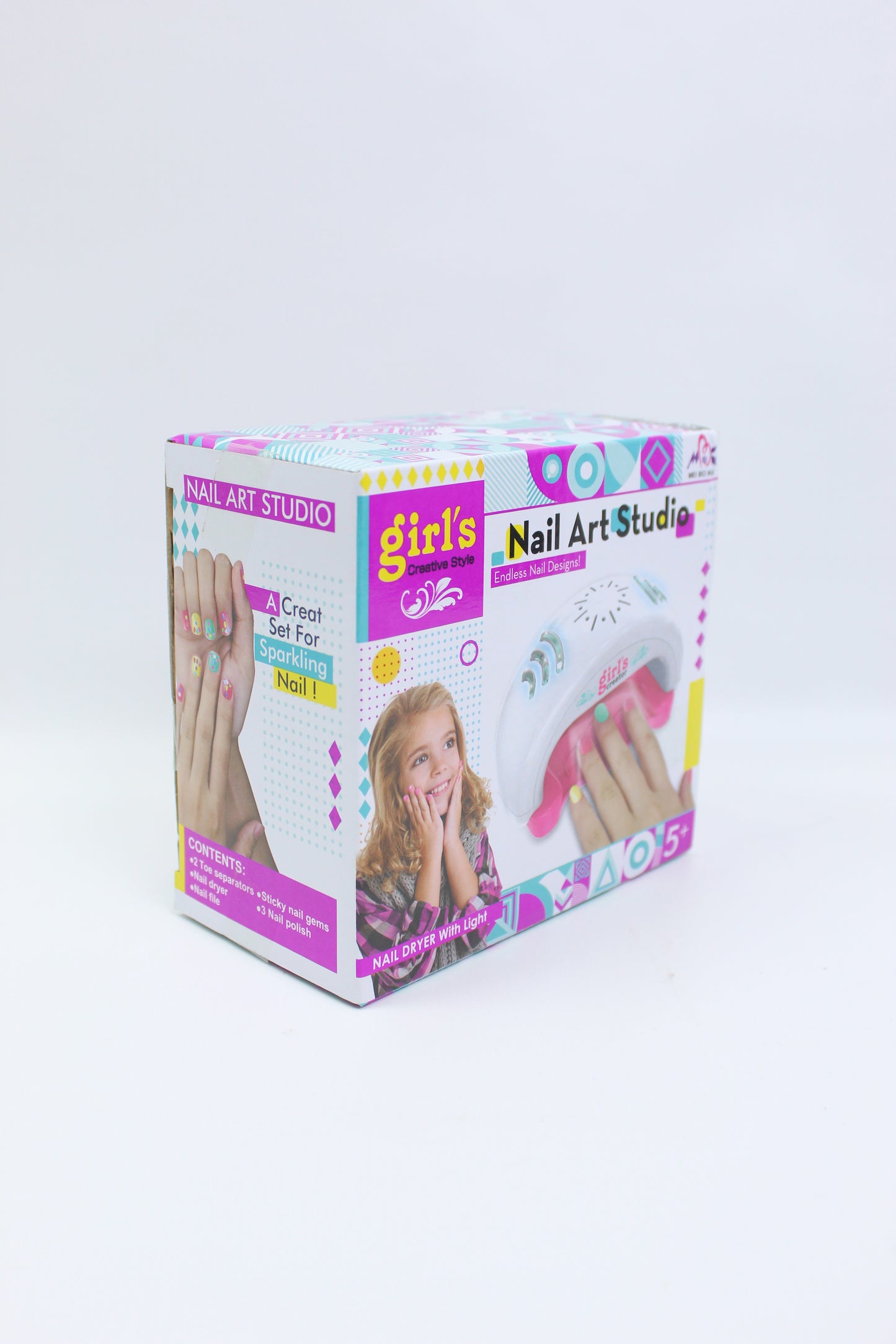 Girl's Creator Nail Art Studio with Light-Up Nail Dryer - Ages 5+