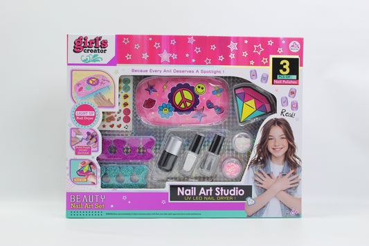 Girl's Creator Nail Art Studio with UV LED Nail Dryer - Ages 6+