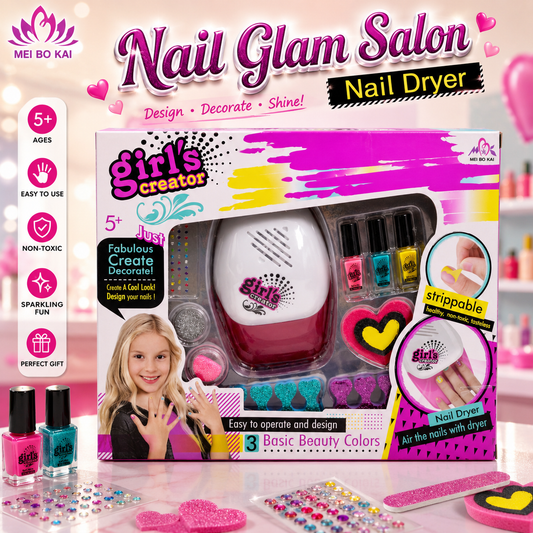 Girl's Creator Nail Glam Salon with Nail Dryer - Ages 5+