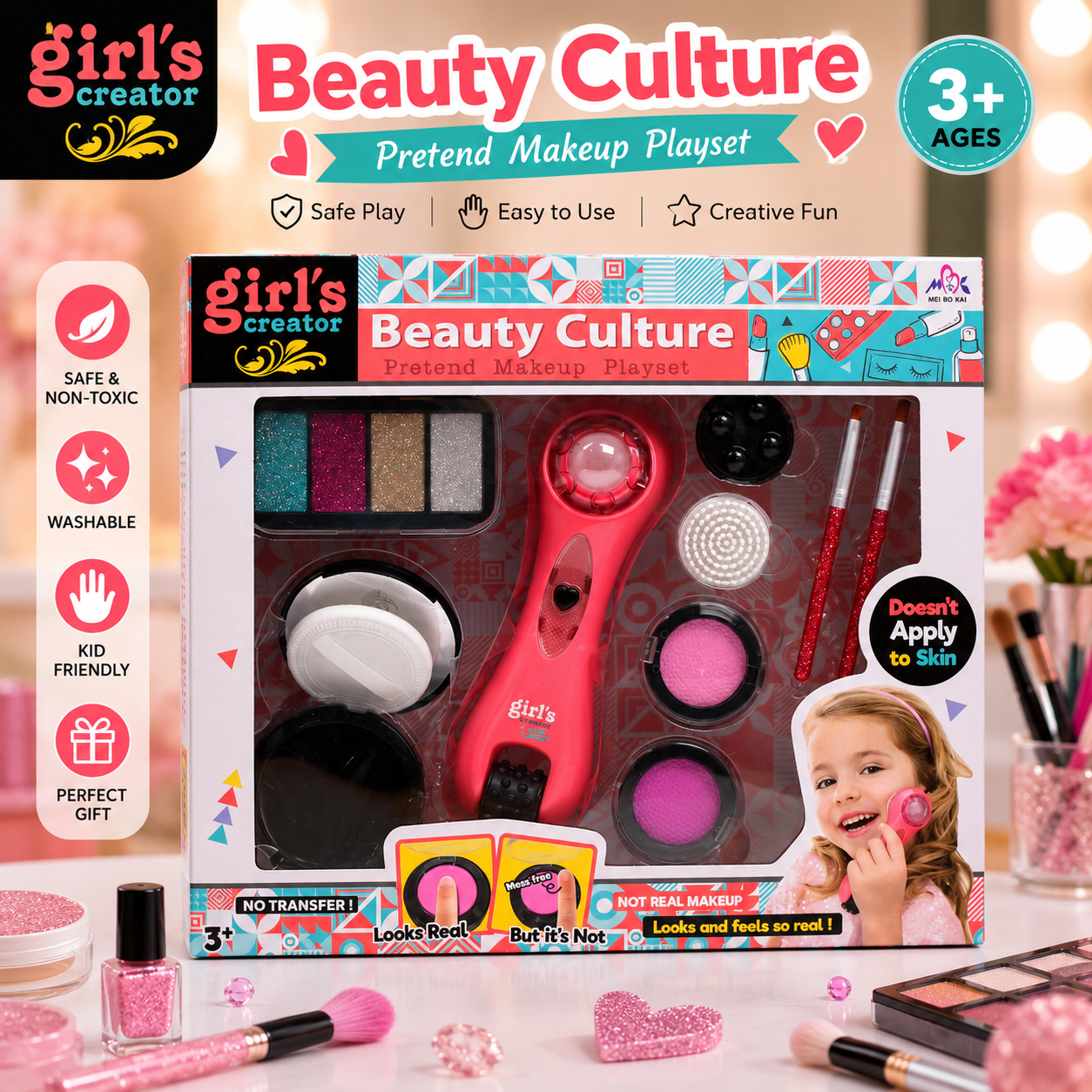 Girl's Creator Pretend Makeup Massage Beauty Set - Ages 3+