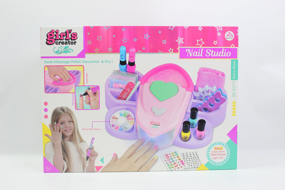 Girl's Creator Spa Nail Studio with Light-Up Nail Dryer - Ages 5+