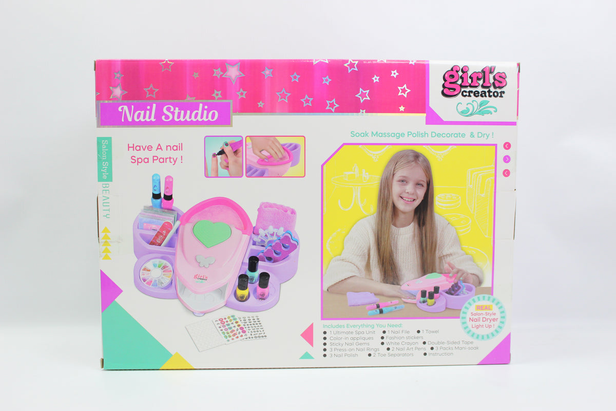 Girl's Creator Spa Nail Studio with Light-Up Nail Dryer - Ages 5+