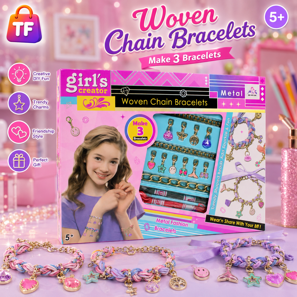 Girl's Creator Woven Chain Bracelet Making Set - Ages 5+