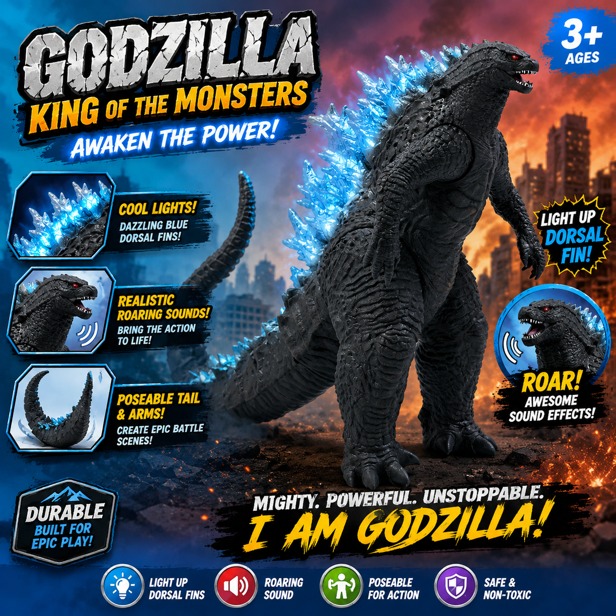 Godzilla Monster Figure for Kids