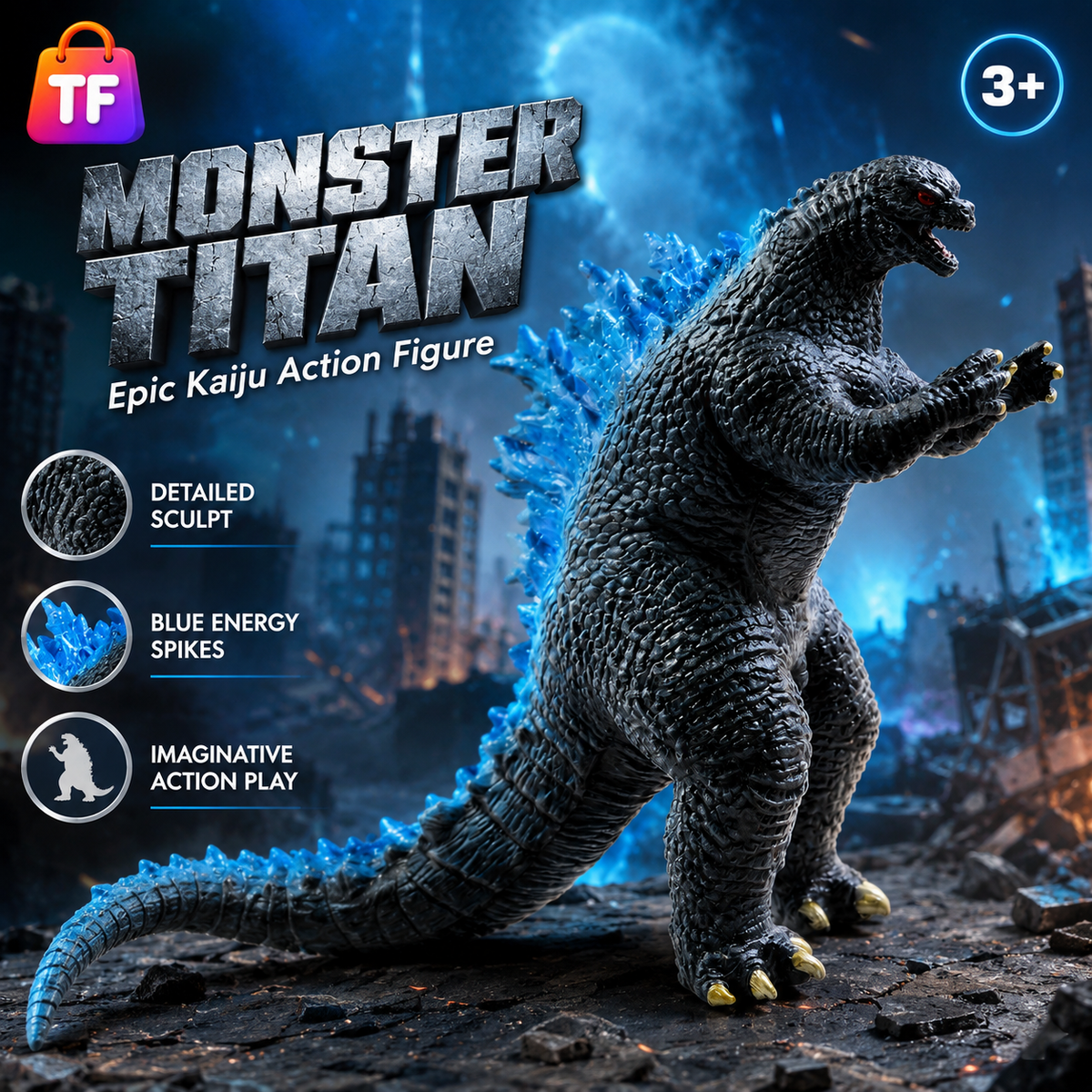 Godzilla Monster Figure with Sound for Kids