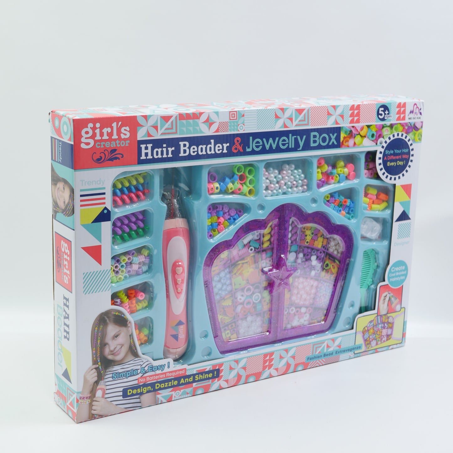 Hair Beader and Jewelry Box Activity Set for Kids