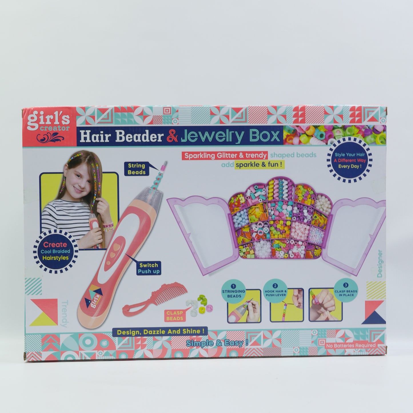 Hair Beader and Jewelry Box Activity Set for Kids
