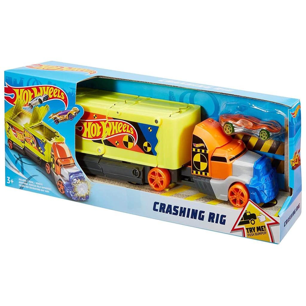 Hot Wheels Crashing Rig Jackknife Truck Playset with Cars