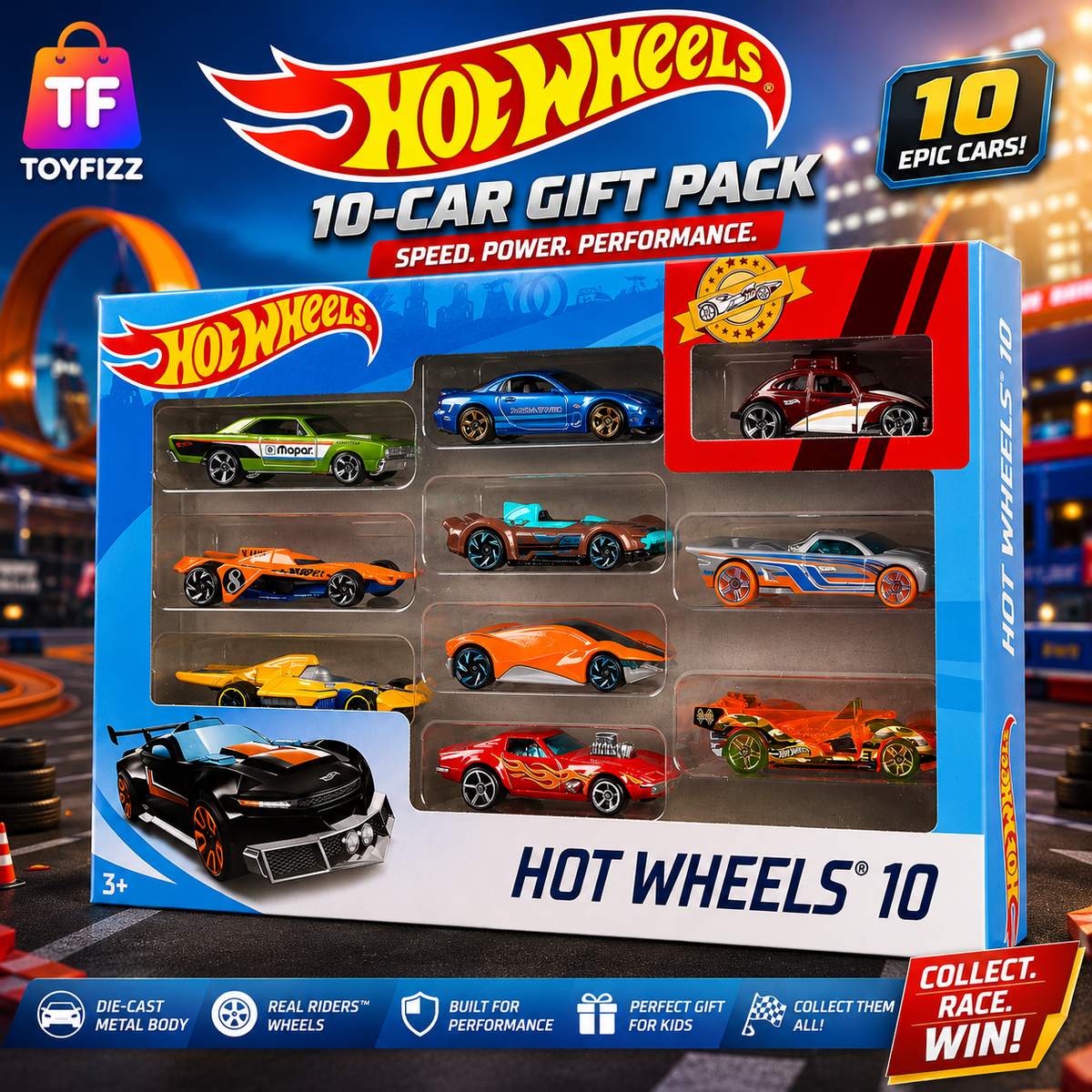 Hot Wheels Essentials 10-Car Pack - Ages 3+