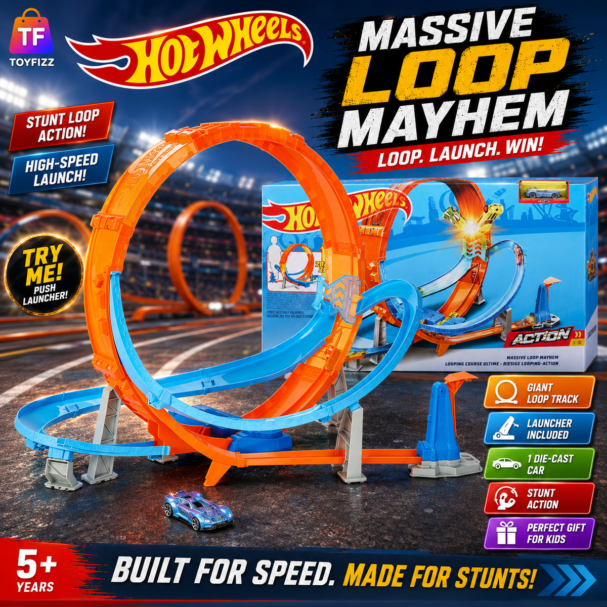 Hot Wheels Massive Loop Mayhem Track Set