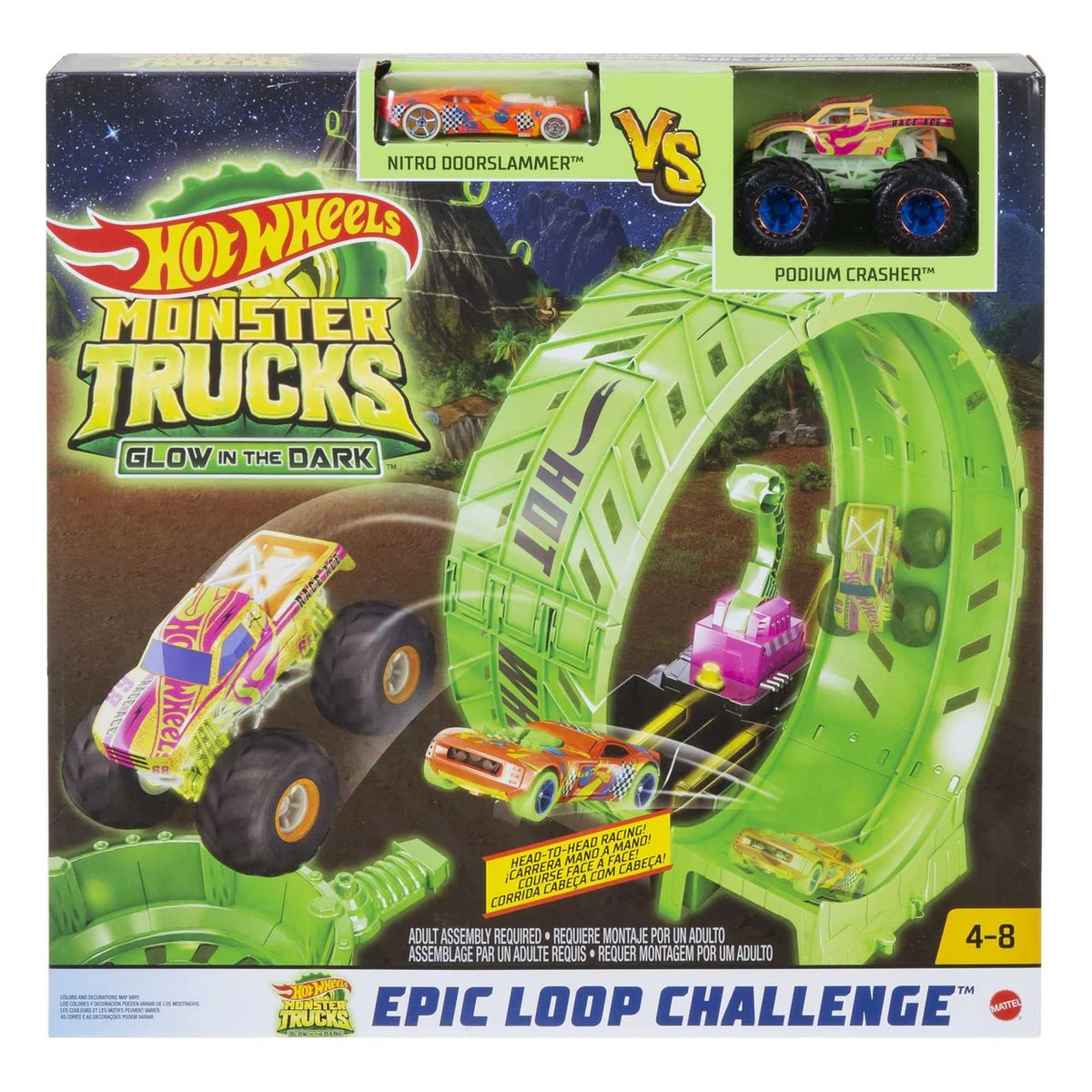 Hot Wheels Monster Trucks Glow in the Dark Epic Loop Challenge Playset