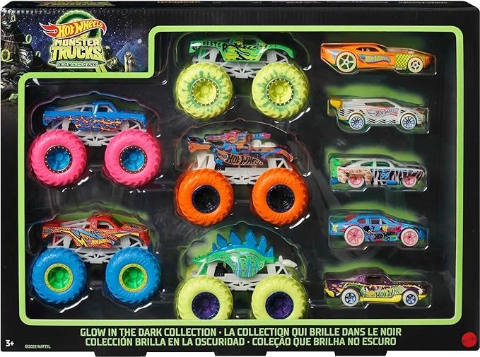 Hot Wheels Monster Trucks Glow in the Dark Vehicle Bundle