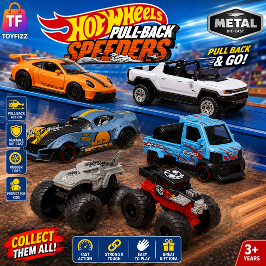 Hot Wheels Pull-Back Toy Vehicle - Assorted Design