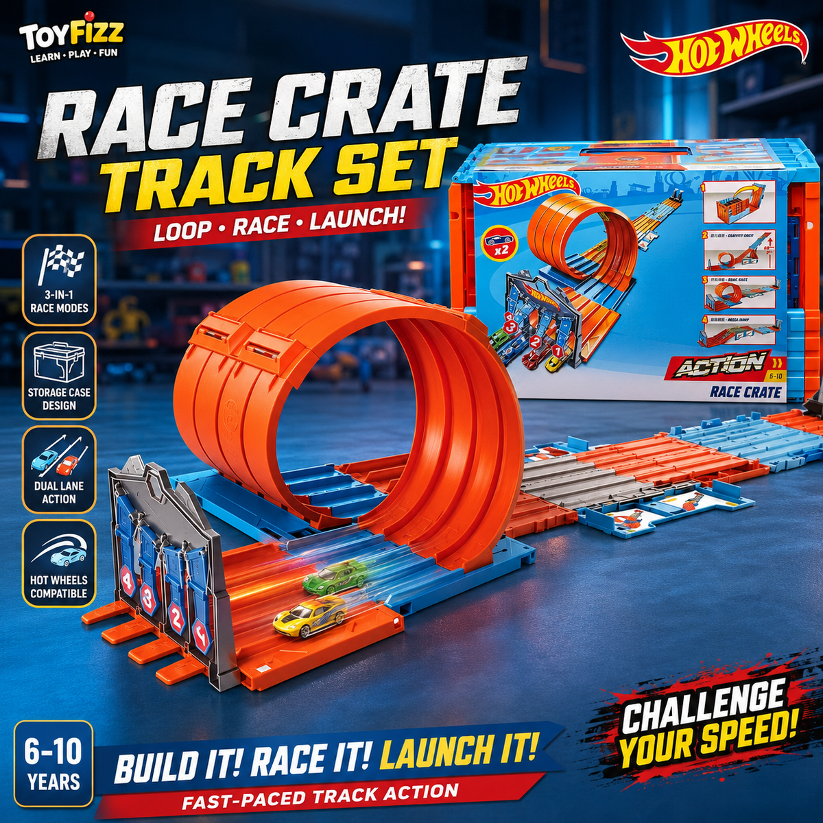 Hot Wheels Race Crate Track Set