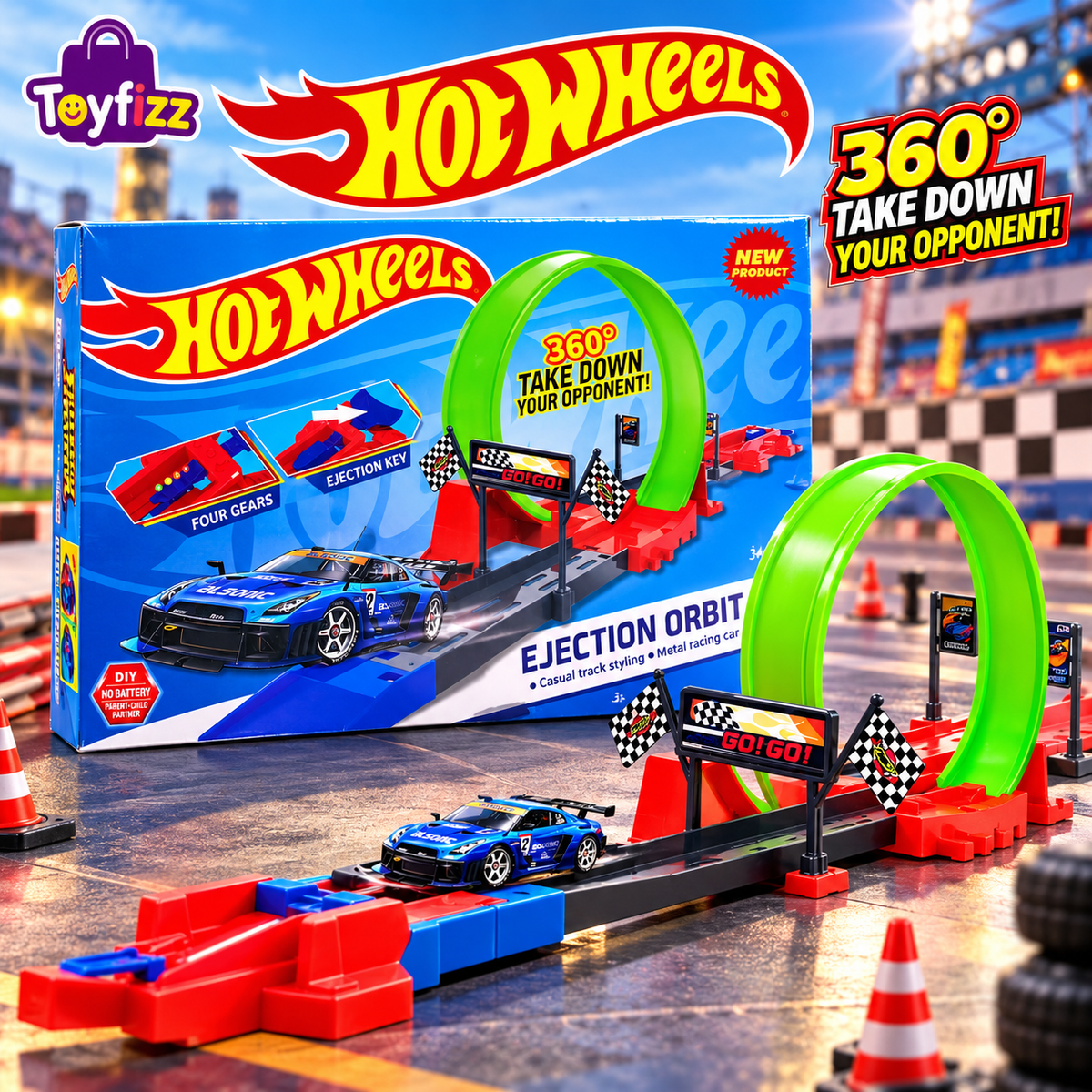 Hot Wheels Racing Track Set - 18 Pieces