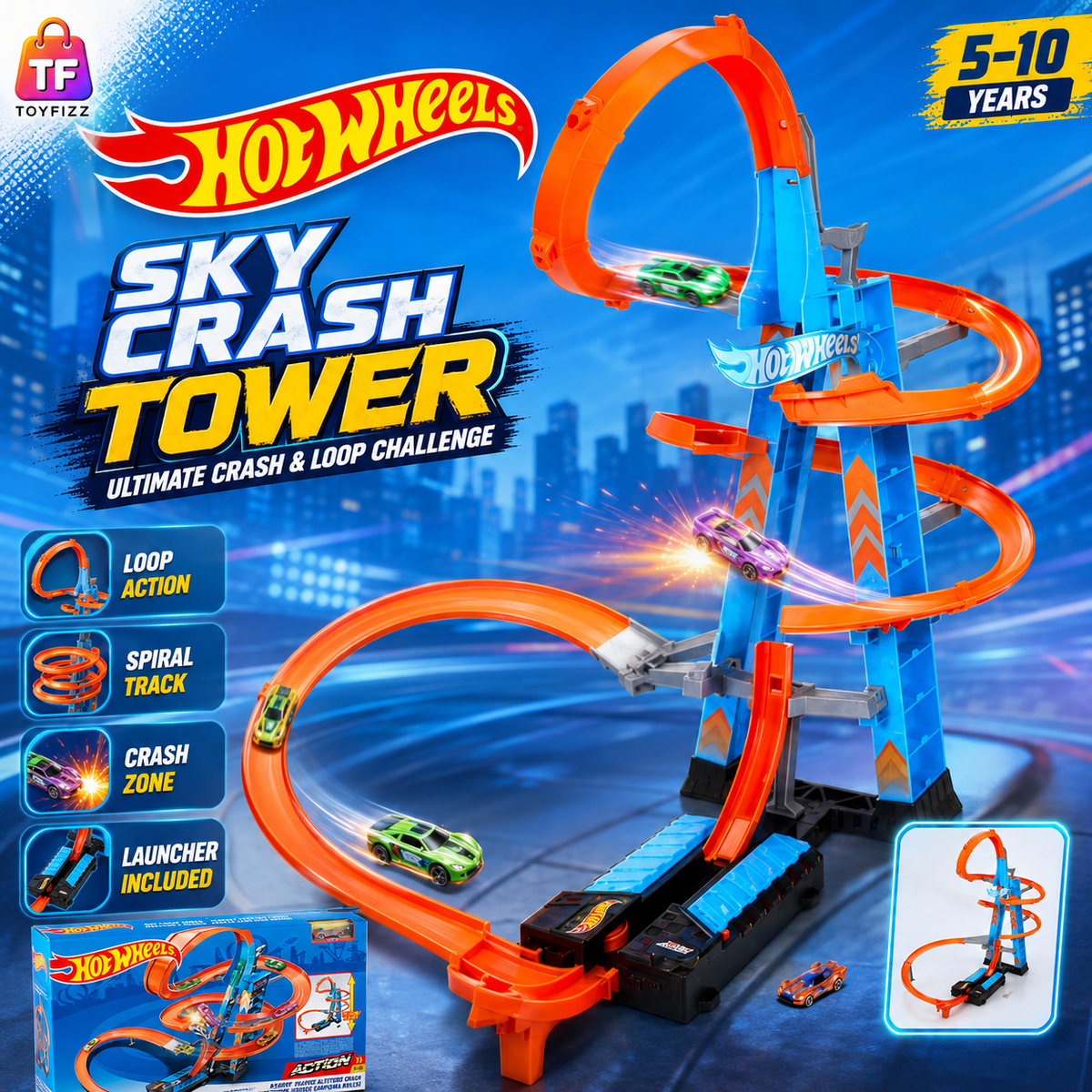 Hot Wheels Sky Crash Tower Track Set