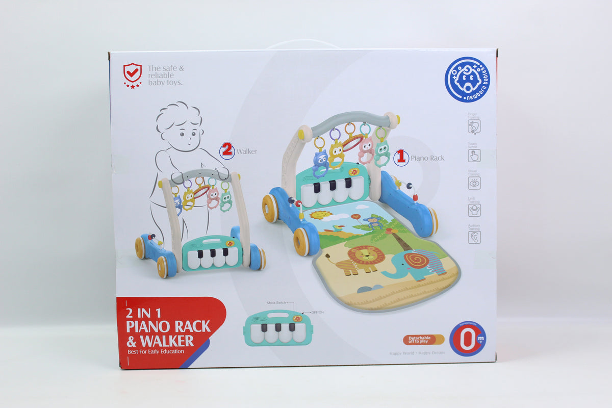 Huanger 2-in-1 Piano Play Gym & Walker - Blue - Ages 0M+