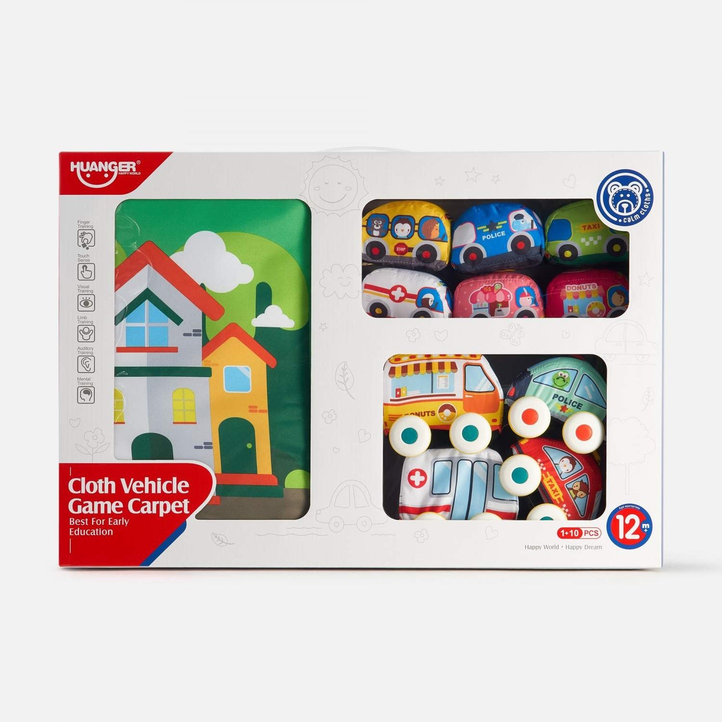 Huanger 3-in-1 Soft Vehicle Playset with Play Mat - Ages 12M+