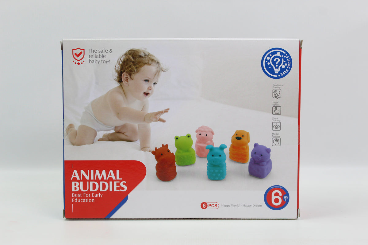 Huanger Animal Buddies Sensory Toys - 6 Piece Set - Ages 6M+