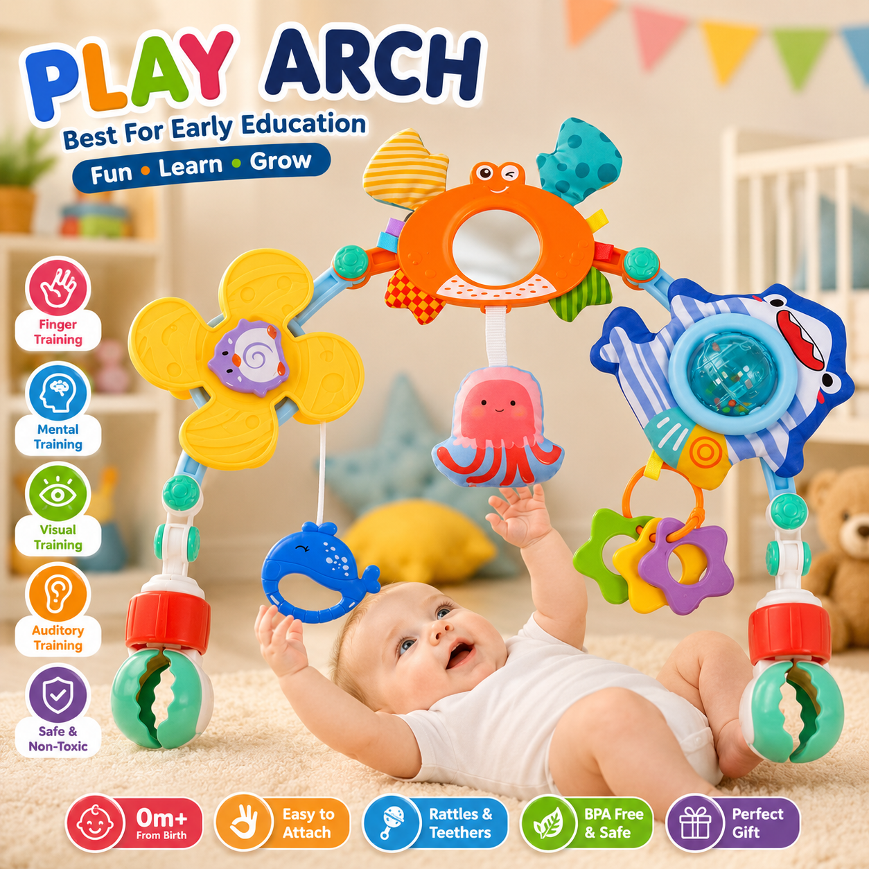 Huanger Baby Cot Play Arch Mobile - Ages 0M+