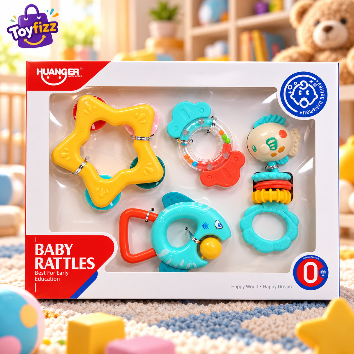 Huanger Baby Rattles - 4 Piece Set - Ages 0M+