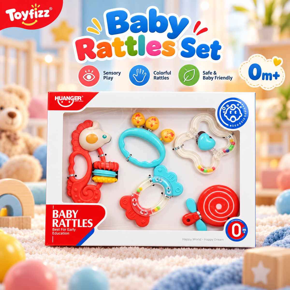 Huanger Baby Rattles - 5 Piece Set - Ages 0M+