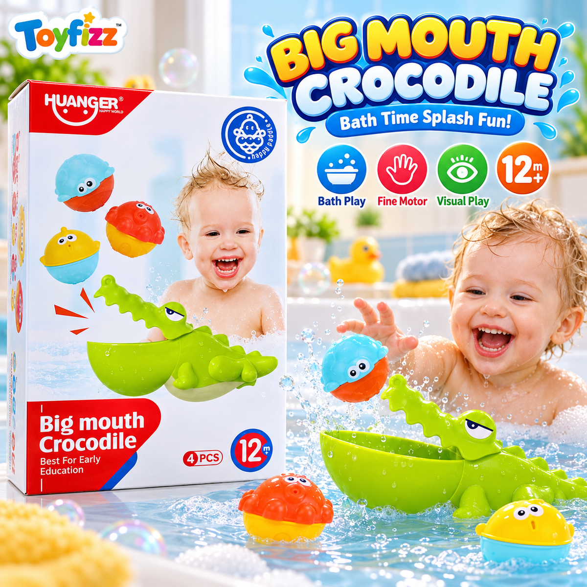 Huanger Big Mouth Crocodile Stacking Toy - Ages 12M+